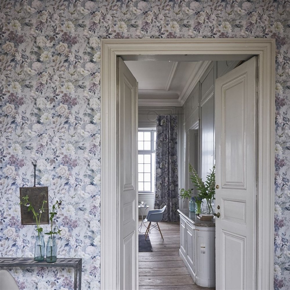 Marianne Floral Wallpaper PDG712 by Designers Guild in Viola Multi